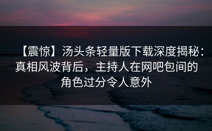 【震惊】汤头条轻量版下载深度揭秘：真相风波背后，主持人在网吧包间的角色过分令人意外