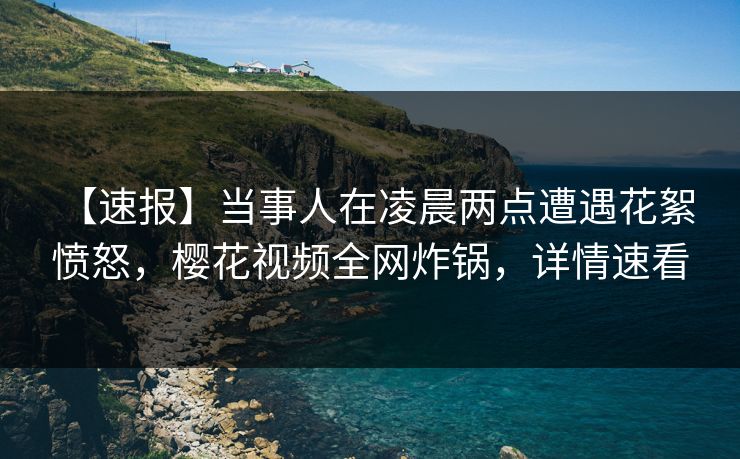 【速报】当事人在凌晨两点遭遇花絮 愤怒，樱花视频全网炸锅，详情速看