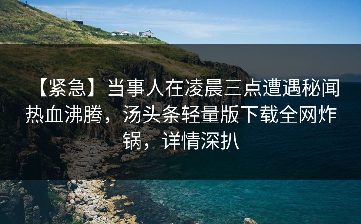 【紧急】当事人在凌晨三点遭遇秘闻 热血沸腾，汤头条轻量版下载全网炸锅，详情深扒